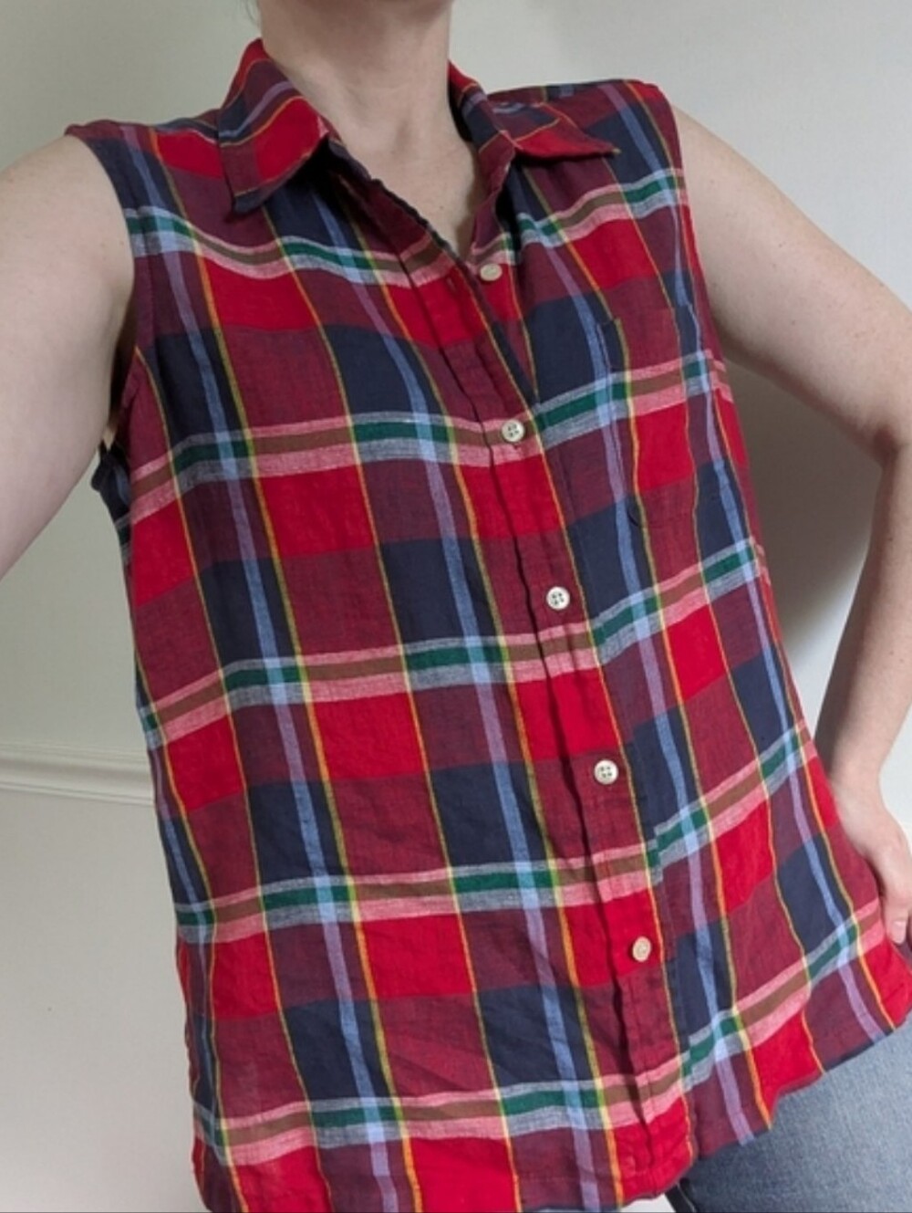Vintage Plaid Linen Blouse - Picture 2 of 6